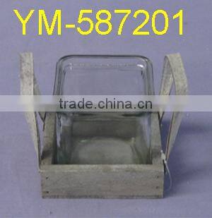 Good selling Garden Product Wooden Flower pot and Wooden Candle holder,with glass.