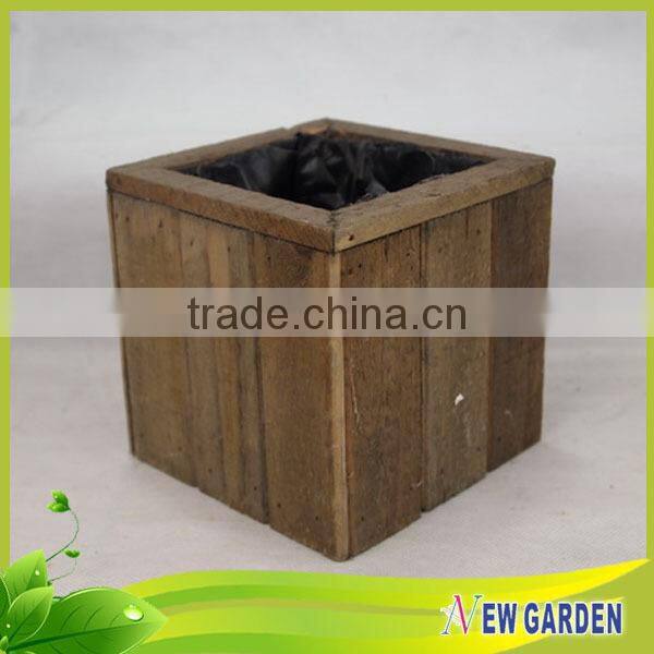 Eco-friendly Retangle Wooden planter ,Handmade Slat Wood Basket