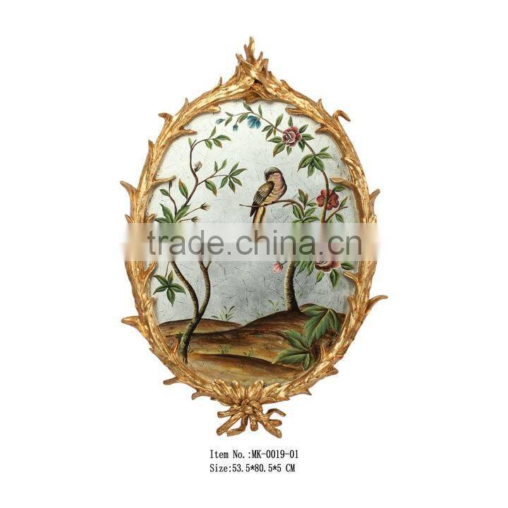 Flower/ bird Hand Drawing with oval frame MK-0019-01