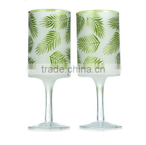 Leaves Glass Candle Holder Set of 2 Pillar Holders