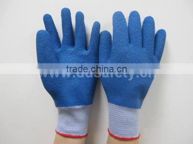 DDSAFETY Knitted Gloves Blue Latex Coated Safety Working Gloves