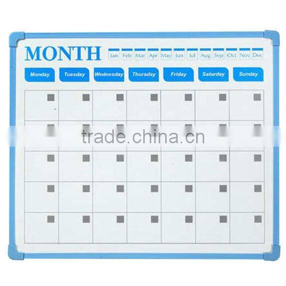 2013 square shaped monthly calandar printed white board with grid lines