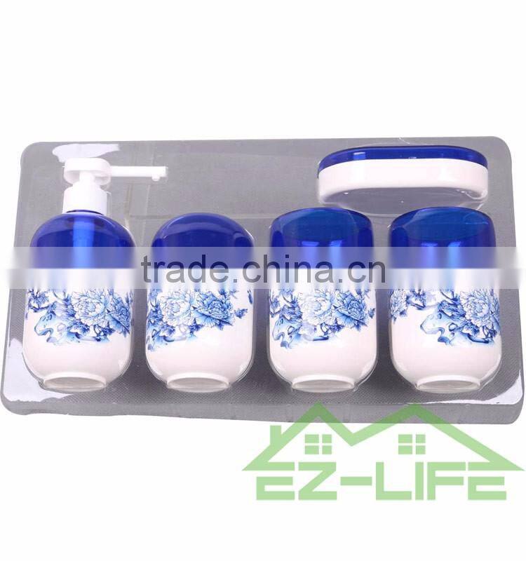 Best 5pcs High quality cool China blue and white Bathroom Accessory Sets