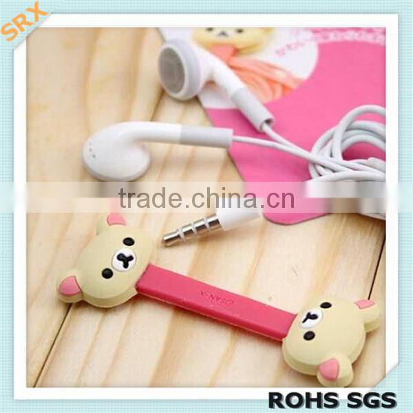 Custom hot fashion cute cartoon bear earphone winder