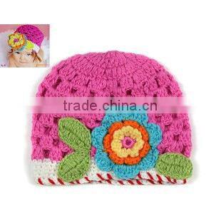 2015 baby flower hat Winter Crochet Hats handmade knitted hat/flower crochet baby patterns