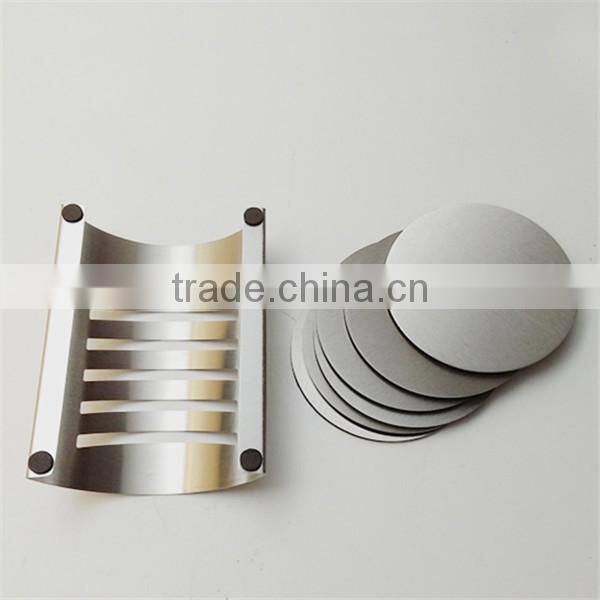 Custom Round Shaped Stainless Steel Cup Coaster Sets with Decorative Rack