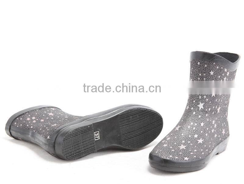 Fabric rain boots with flower fabric upper