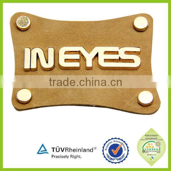 Factory Supply Cheap Prices!! custom design leather metal patches for garments