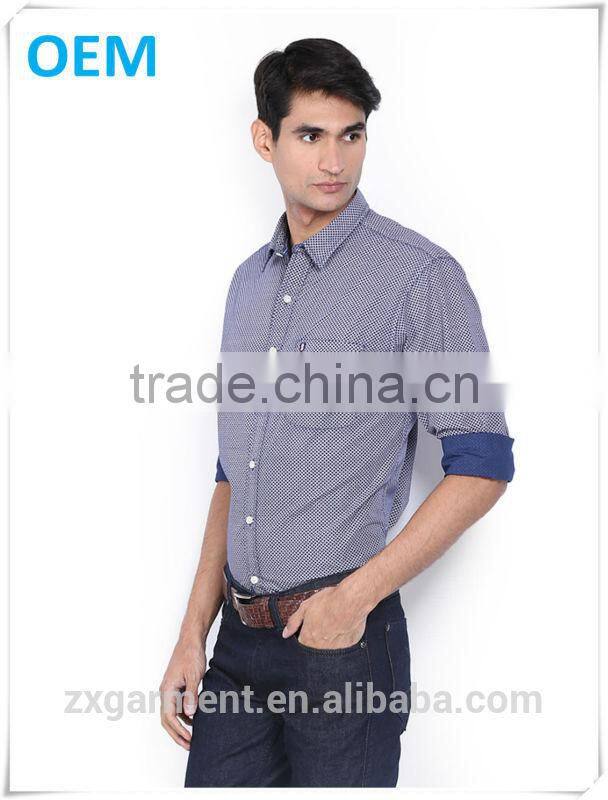 2017 NEW indian fashion long sleeve blue stripes french cuff button-down collar casual man shirt