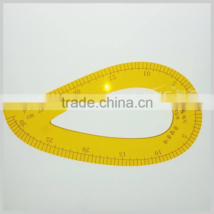 Factory OEM making durable yellow plastic tailor curve ruler for sewing design