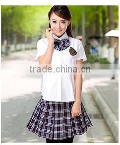 Custom Primary School Shirt /Short Skirt And Pants For Children Summer School Uniform