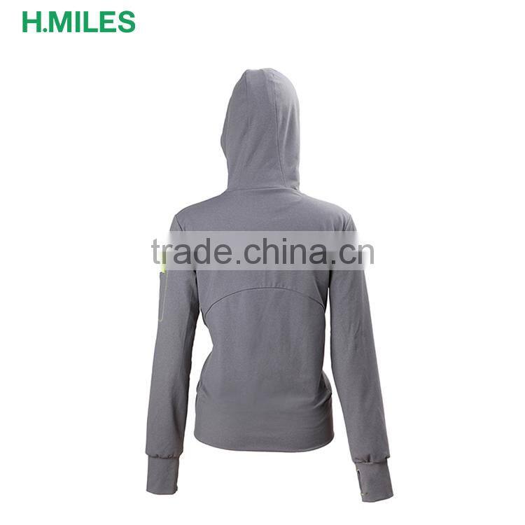 OEM Ladies long sleeve outer sports hoody running jacket