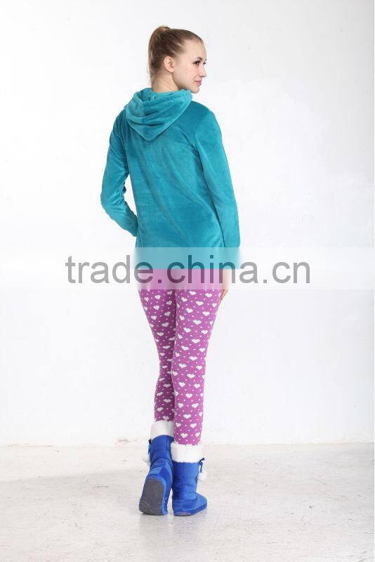 High quality winter sport ladies apparel velour tops