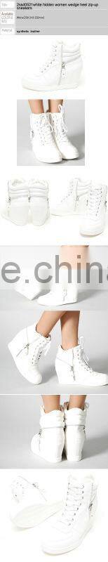 Sale 2ssd0521 White hidden women wedge heel zip-up sneakers