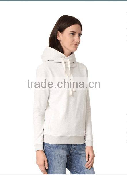 women sweatshirt with double hooded design specialized hooded with decorated wire Long sleeve fleece with rib hem