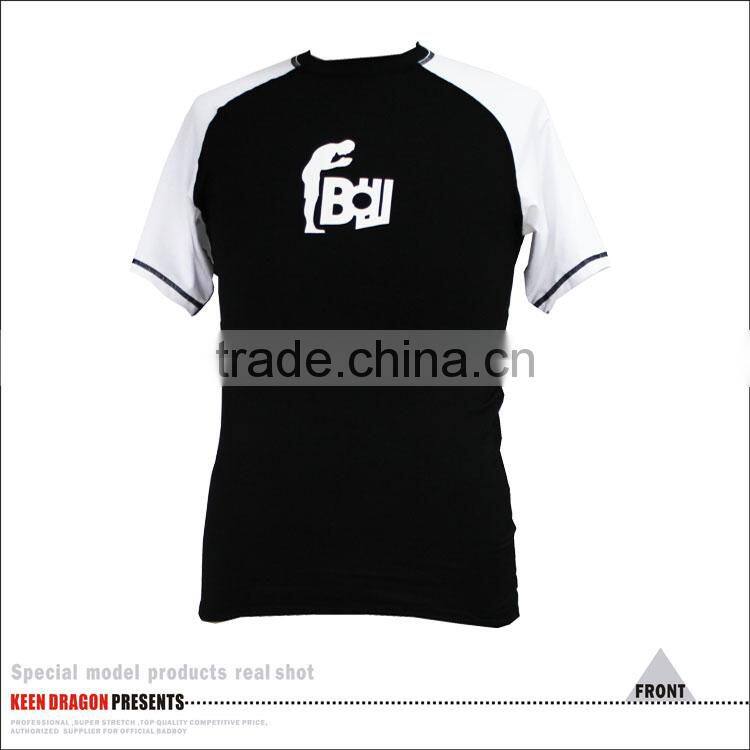 white custom lycra rash guards for running with private label logo print
