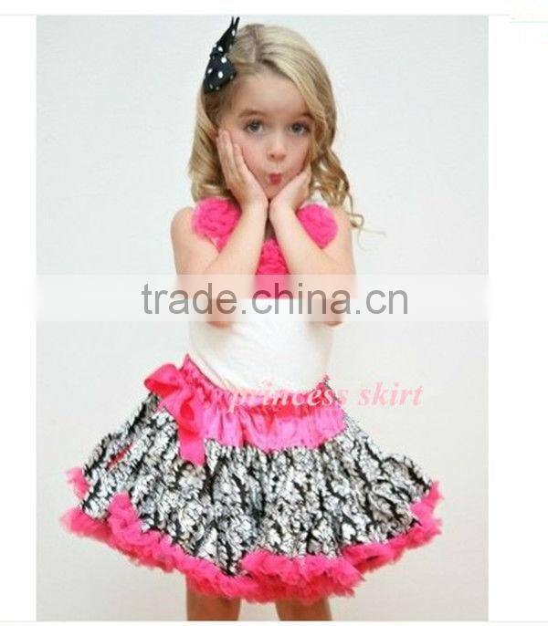 Colorful White 100%cotton top red skirt set with print flower for Party