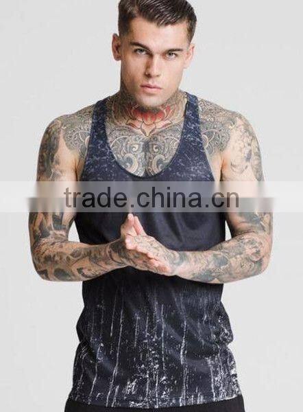 Mens dri fit vest gym fitness stringer vest sublimation muscle vest
