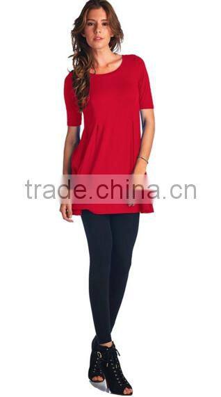 Fashion womens clothes Short Sleeve Swing Dress Tunic Tops for women 2016