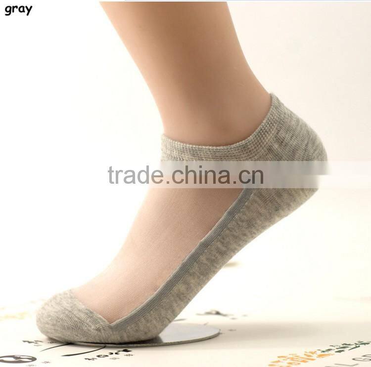 Women Lace Ankle Sock Soft Comfy Sheer Silk Cotton Elastic Mesh Knit Trim Transparent Ankle Socks