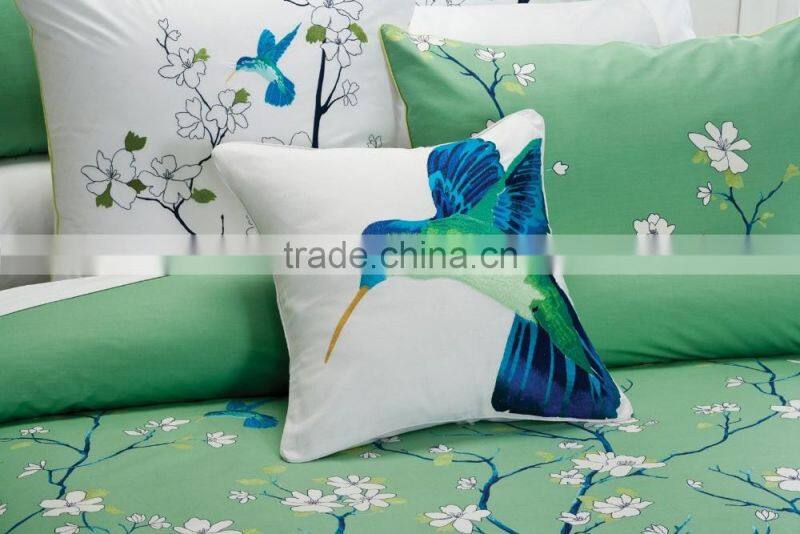 Printed and embellished with embroidered birds Quilt Cover