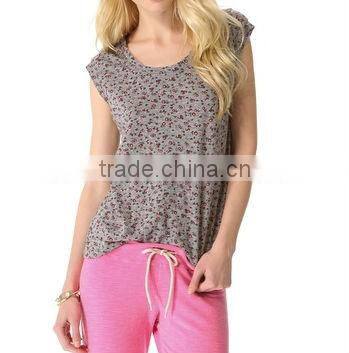 fashionable 100% cotton printed o-neck women t shirt