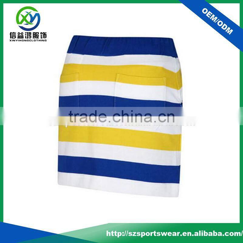 Top quality contrast color fashion stripe OEM service golf skirt,golf skort