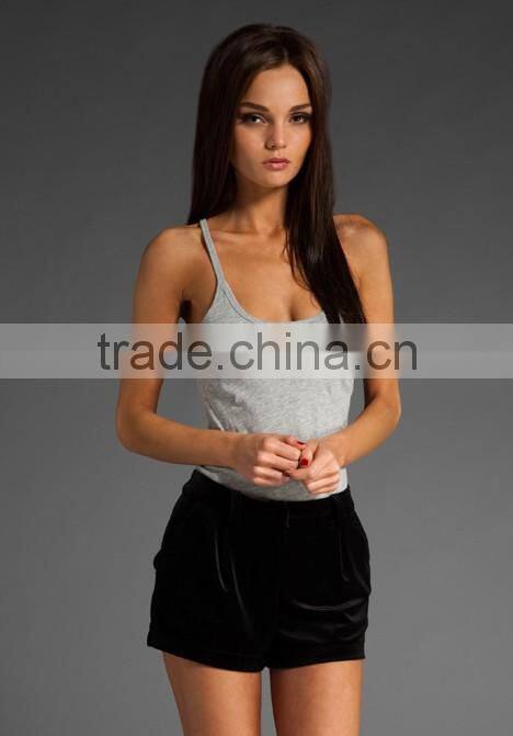 women's grey low cut yoga tank tops