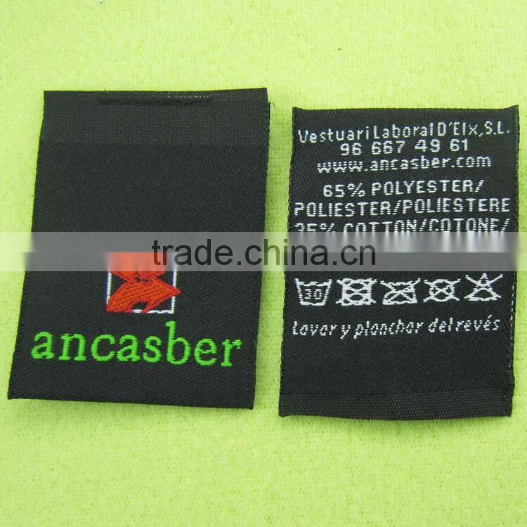 black center folding washing care clothing labels and tags