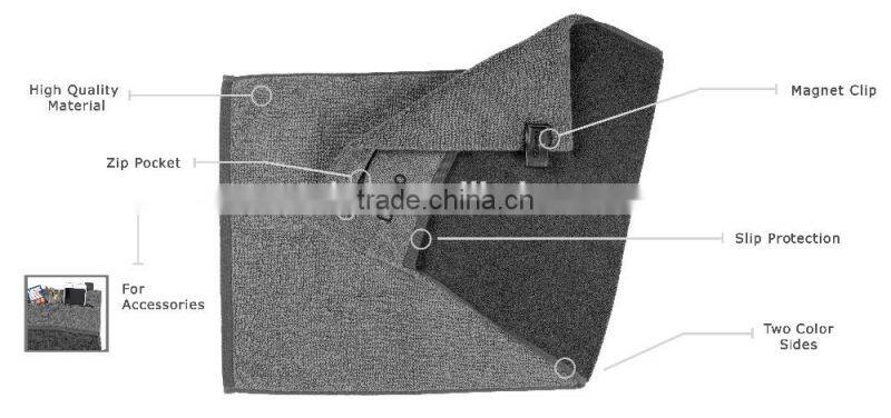 100% cotton magnet strap zipper pocket fitness towels, zip pocket gym towels