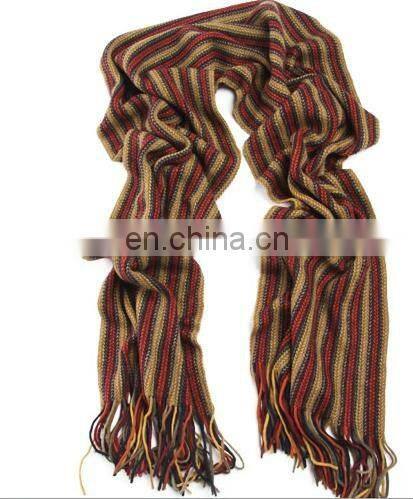 2015 China design beautiful fashion knitted stirped warp knitted scarf brushed