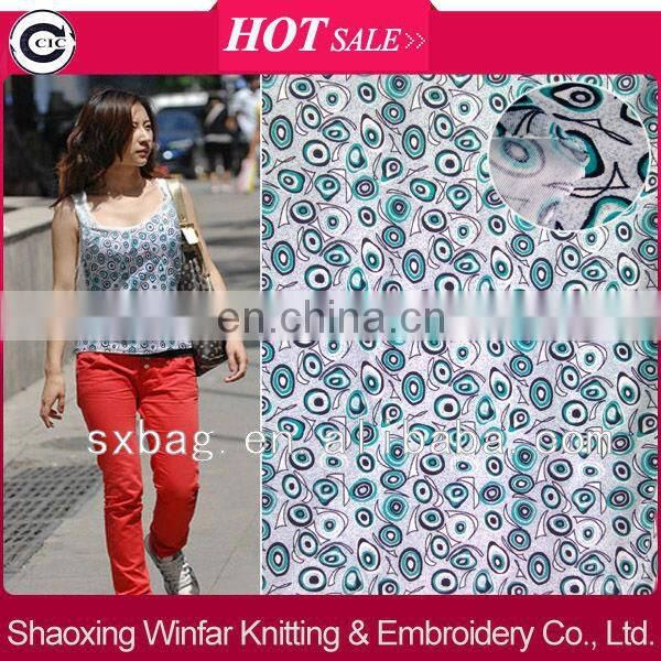 single jersey knitting printed spandex polyester daisy print fabric for garment