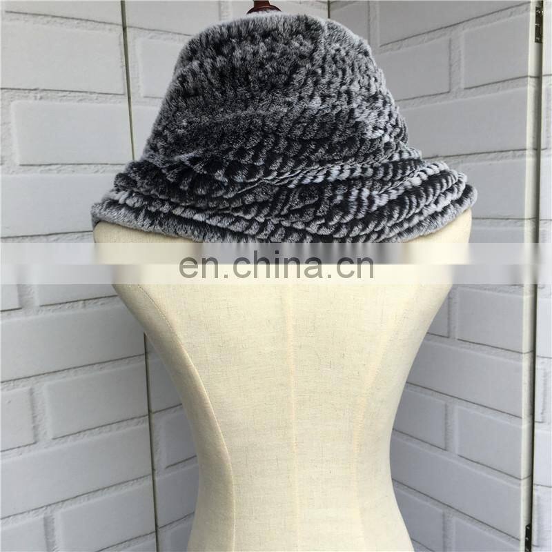2016 New Year Fashion Products Promotional Genuine Rex Rabbit Fur Lady's Knit Scarf