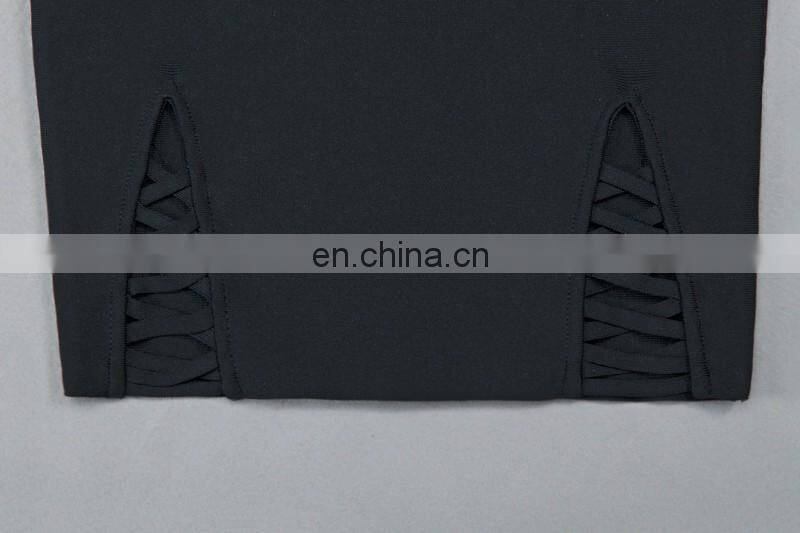 Latest Dresses Design Women Sexy Sleeveless Deep-V Black Short Tight Mini Dress Club Party Dress