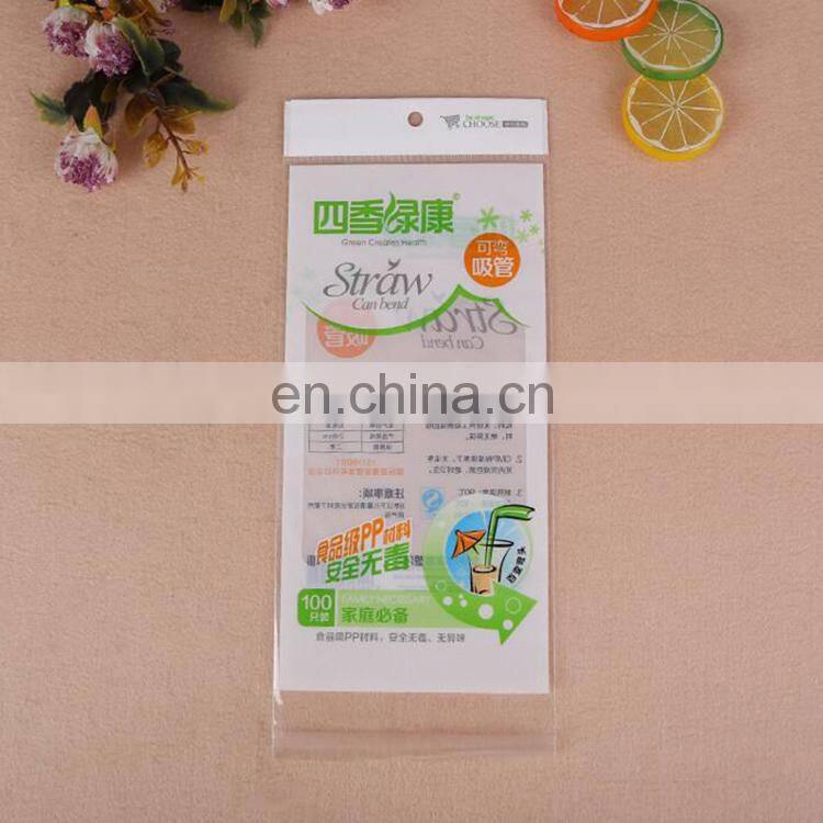 Custom logo design printing low price customized printing self adhesive OPP/PVC/CPP plastic straws packing bags