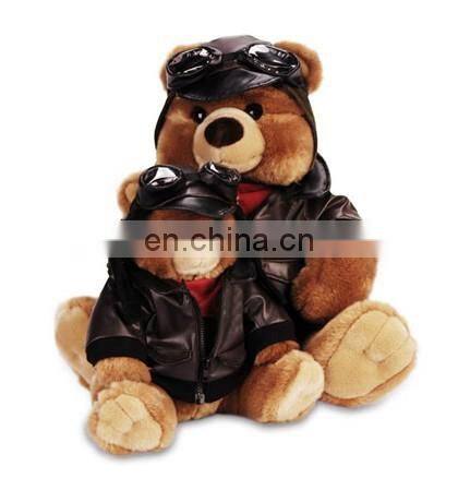 A pair of PU Jacket pilot teddy bears
