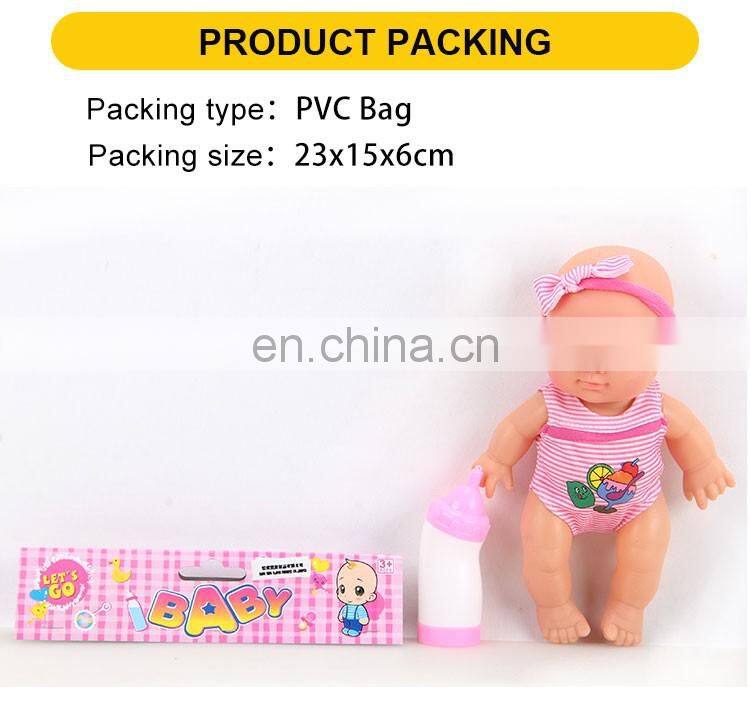 Top selling 9inch plastic child soft doll with bottle