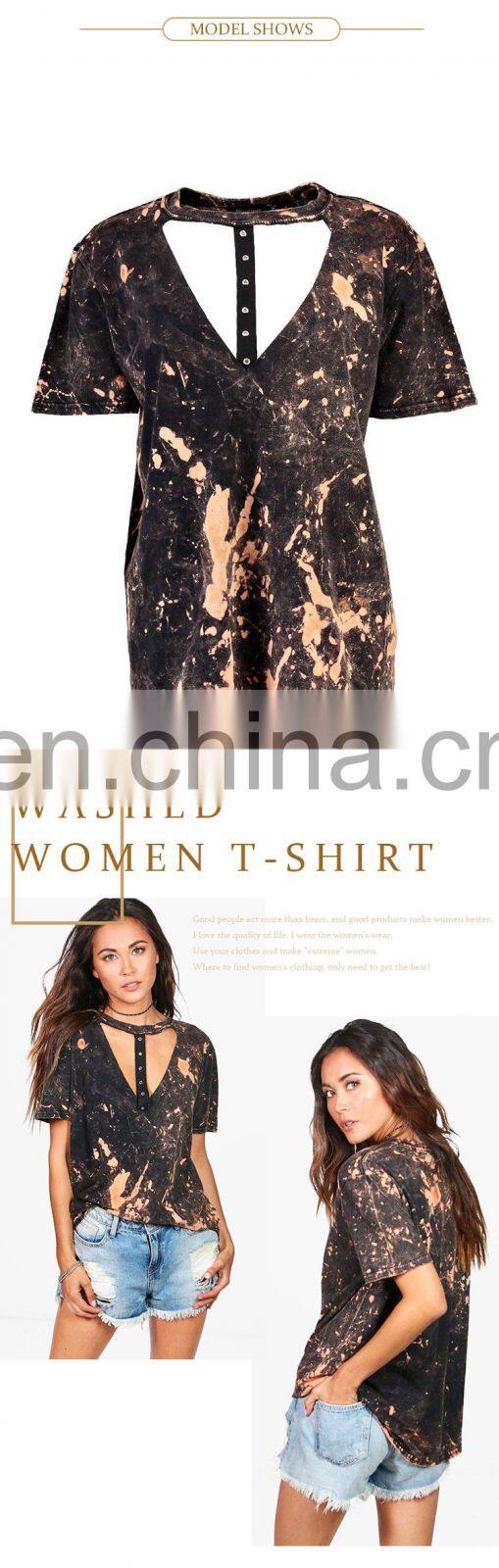 Custom short sleeve halter v neck cotton sublimation women t shirt