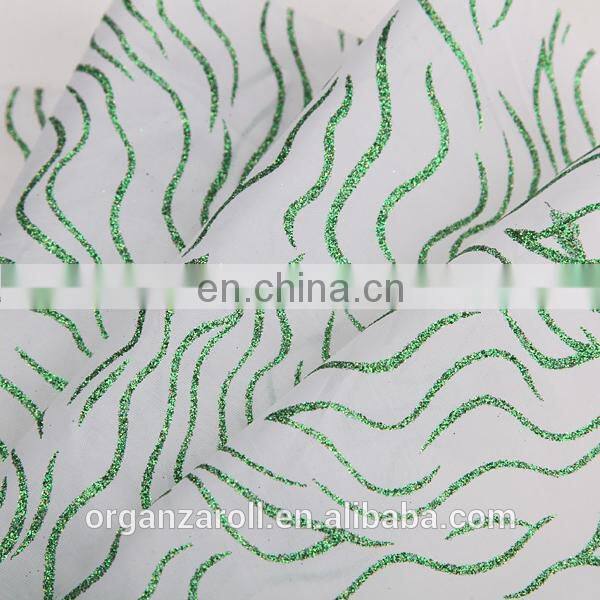 2015 fashion design decorative golden glitter organza fabric