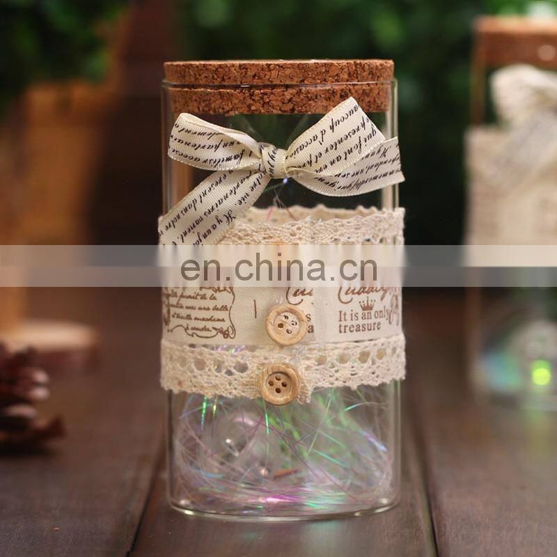 new arrived lace button bow-knot wishing bottle with led light lucky bottle cork