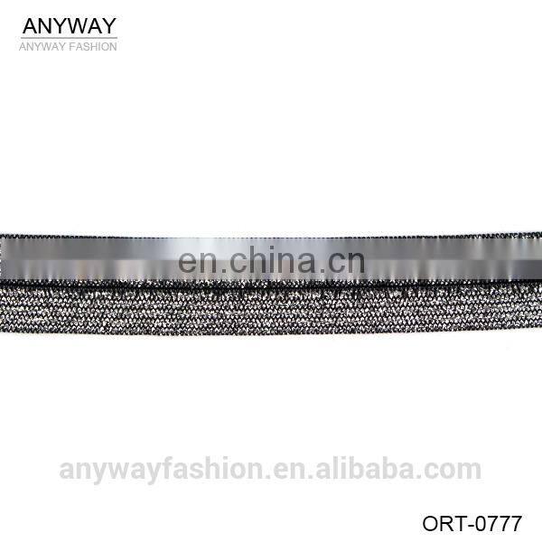 silver lurex polyester twill ribbon