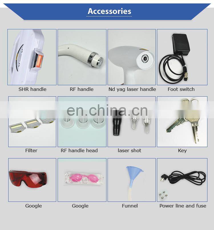 For spa OPT + Fractional RF + Nd Yag Laser 3 in 1 Skin Tightening Tattoo Removal Permanent Hair Removal for men