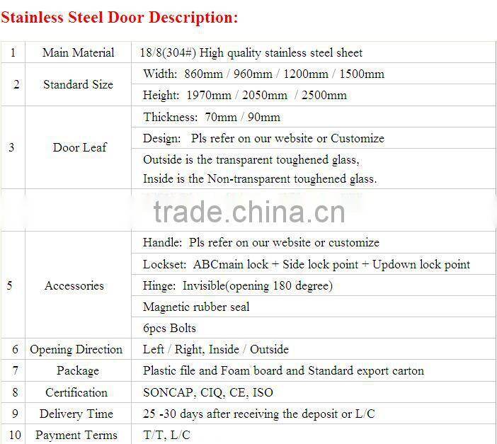 Delicate design american stainless steel doors 2014 cheap sale manufacturer