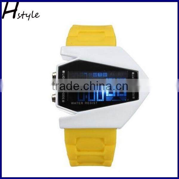 Elegant Plane Style Digital Display LED Silicone Wrist Watch White WP014