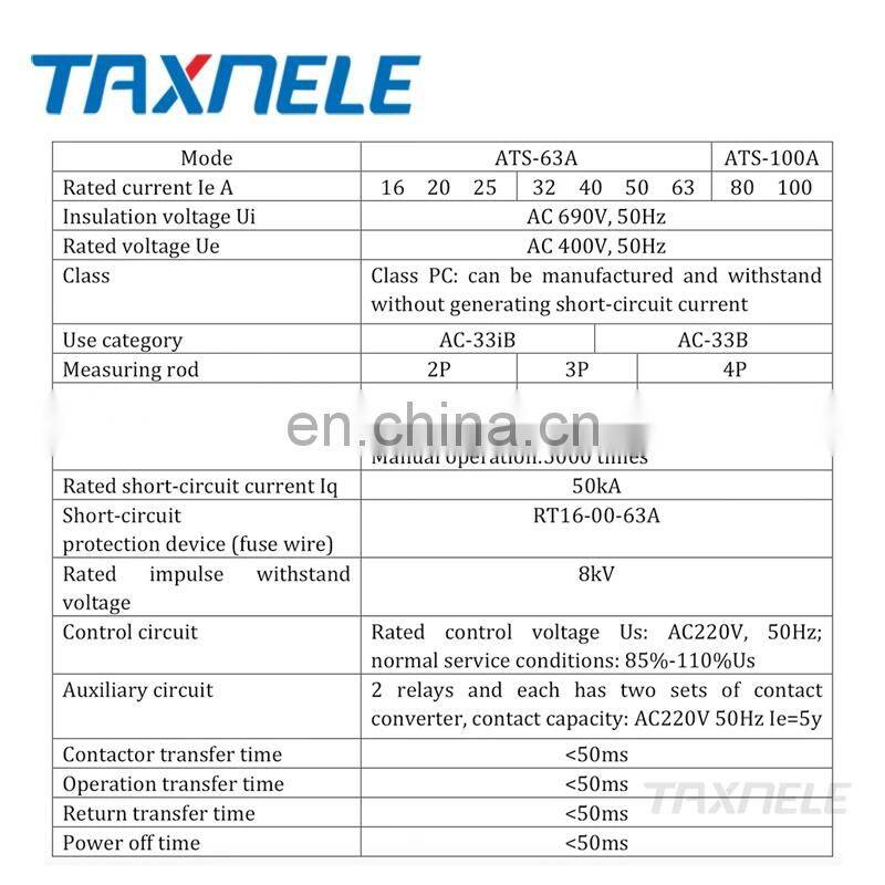 MCB type Dual Power Automatic transfer switch 2P 100A ATS Circuit Breaker Electrical Switch