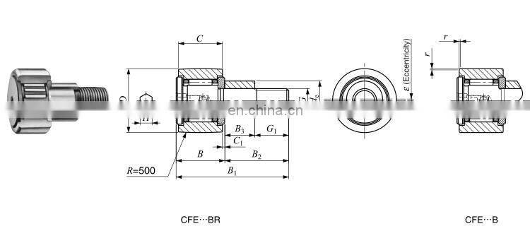 CFE 18 B Japanese standard Eccentric type Cam Follower With Hexagon Hole CFE 18 BR
