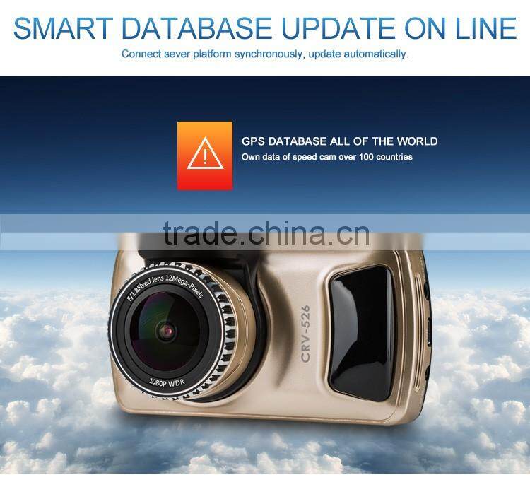 3 inch touch screen high full hd/night vision /G-sensor radar detector/russian gps voice tracker/car camera record four in one