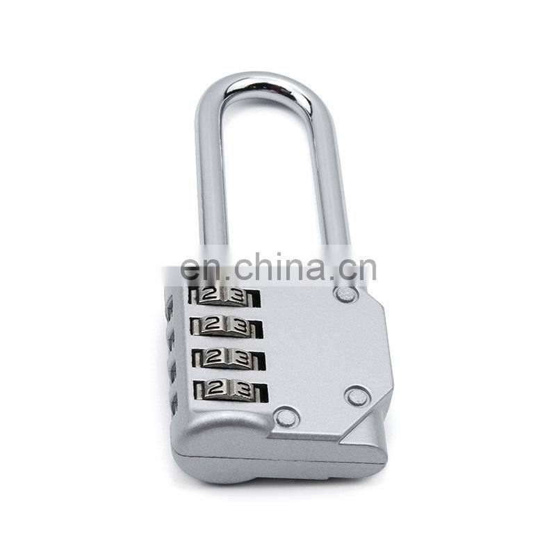 Amazon hot seller 4 digit Zinc Alloy long shackle password combination locks luggages door safety pad lock