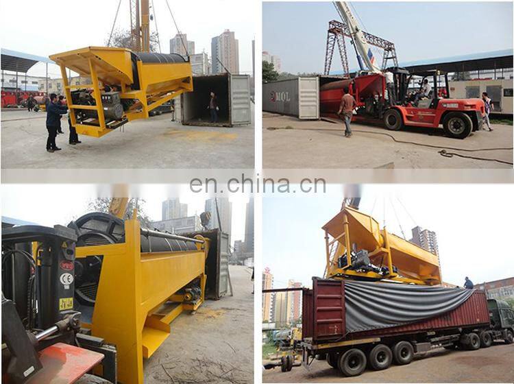 Mobile rotary scrubber trommel screen for gravel sand gold ore 10-200tph