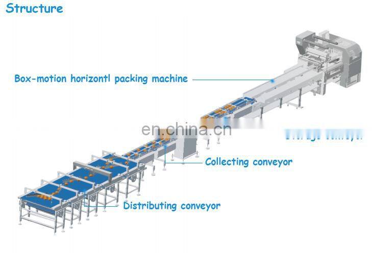 Automatic Feeding, Grouping and Flow Wrapping of BUN Bread Hamburger Packing Machine Line
